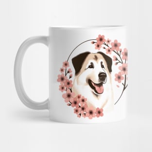 Anatolian Shepherd Dog Enjoys Spring's Cherry Blossoms Mug